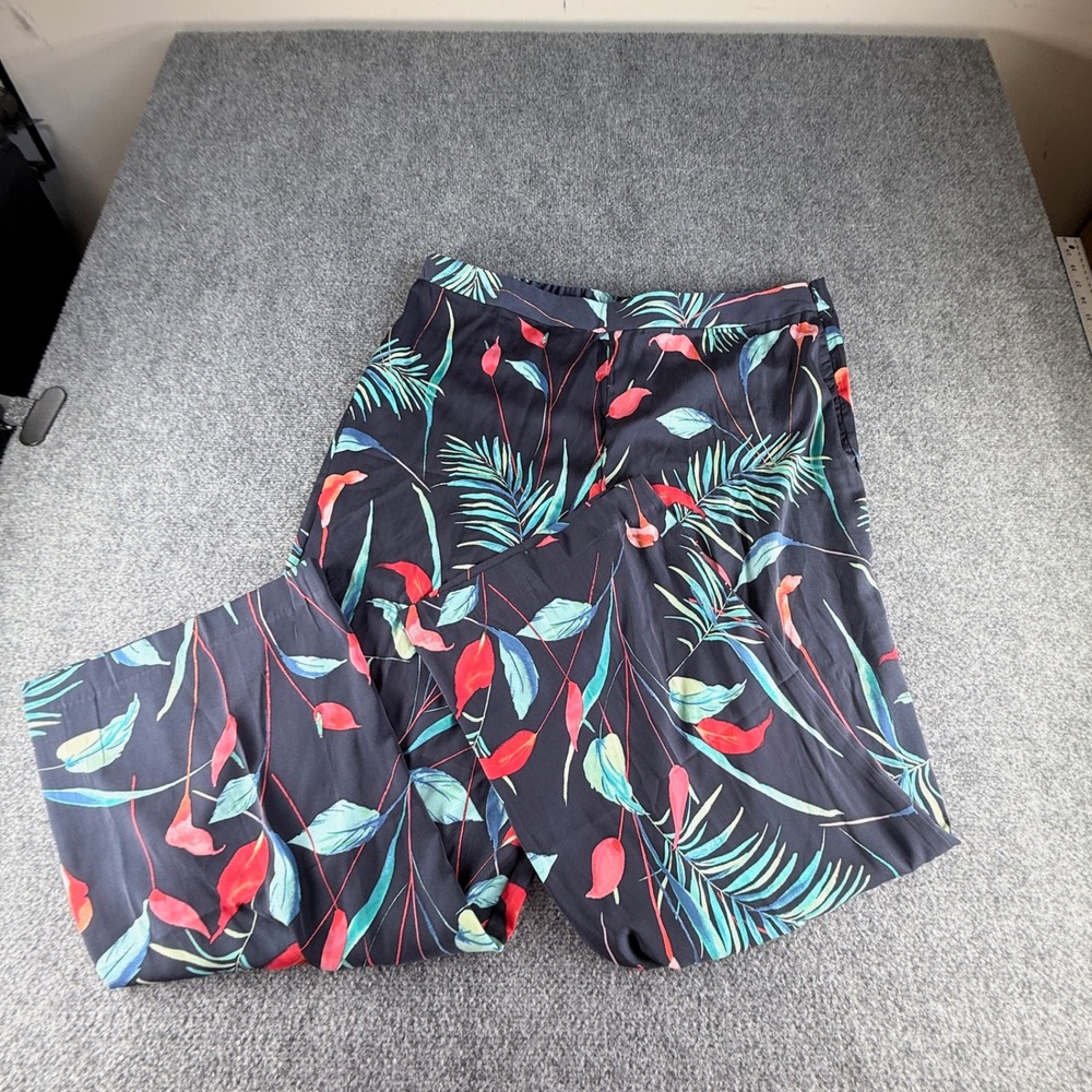 Liz Claiborne Navy Multi Tropical Heat Wide Leg Pants XL NWT